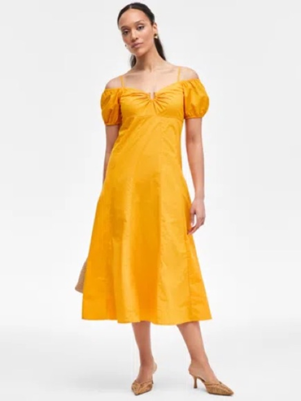INC Bright Yellow Puff-Sleeve Maxi Dress -